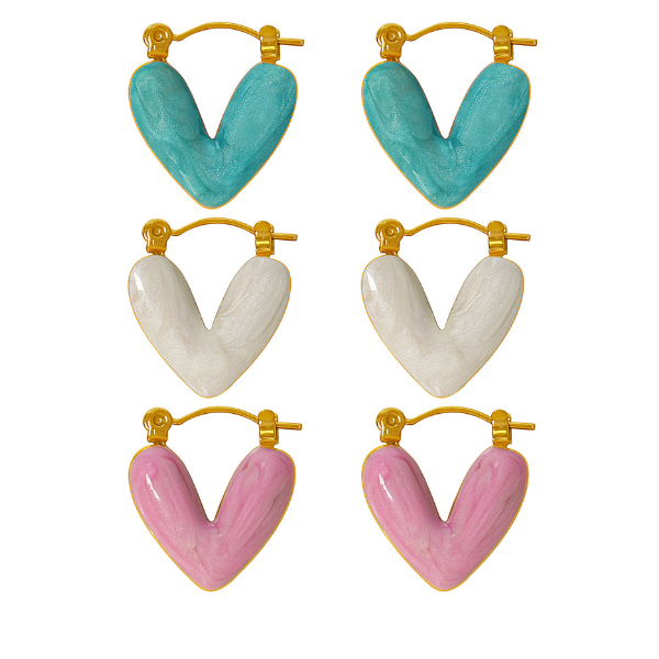 Pendientes Pequeños de Corazón Colorido
