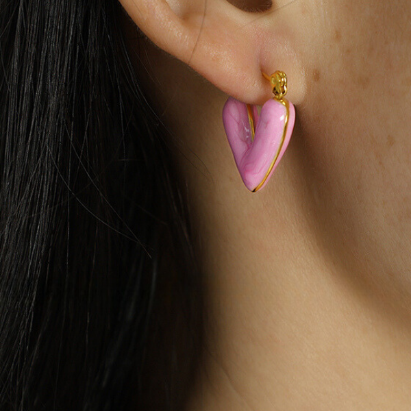 Pendientes Pequeños de Corazón Colorido
