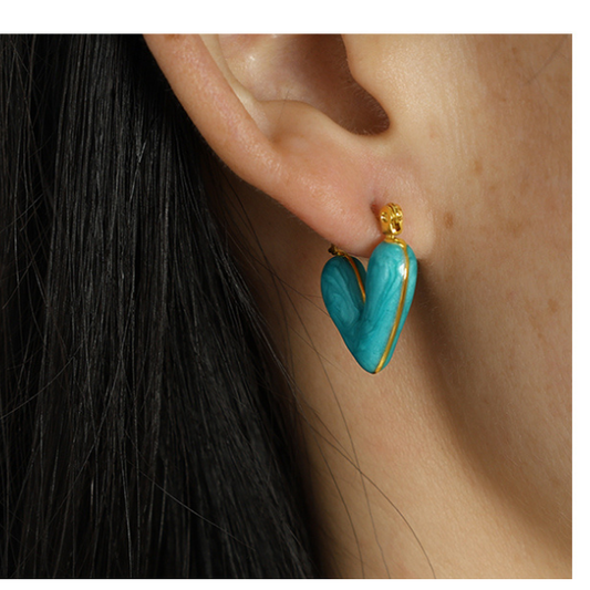 Pendientes Pequeños de Corazón Colorido