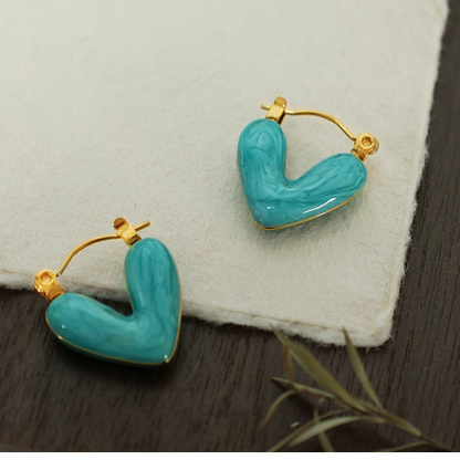 Pendientes Pequeños de Corazón Colorido