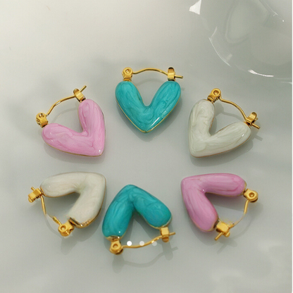 Pendientes Pequeños de Corazón Colorido