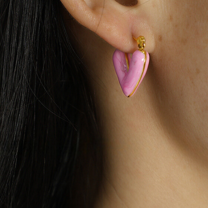 Pendientes Pequeños de Corazón Colorido